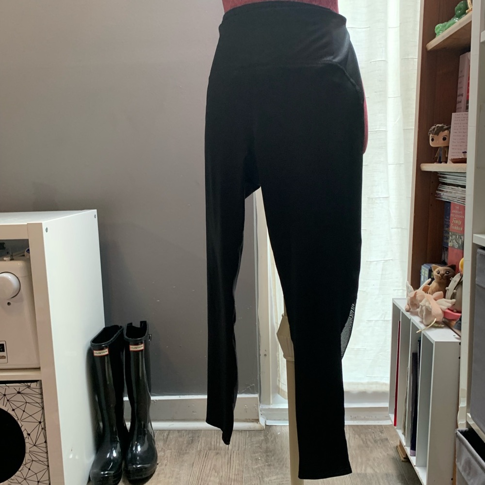 JOYLAB BLK SHIMMER LEGGINGS W/SHEER BK CALVES - XL